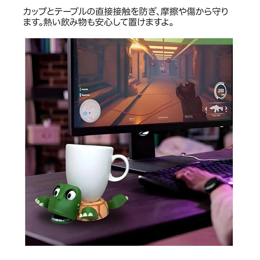 面白いタートルコースター オープンアイドタートルティーコースター カップマット リフト可能な手足と表情豊かな顔 3Dプリントカップホルダー 風変わり | ブランド登録なし | 10