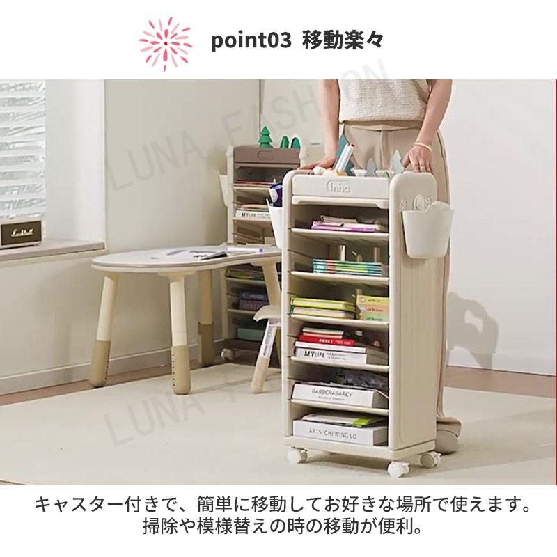 絵本棚 本棚 絵本ラック 子供用本棚 スリム キャスター付き かわいい