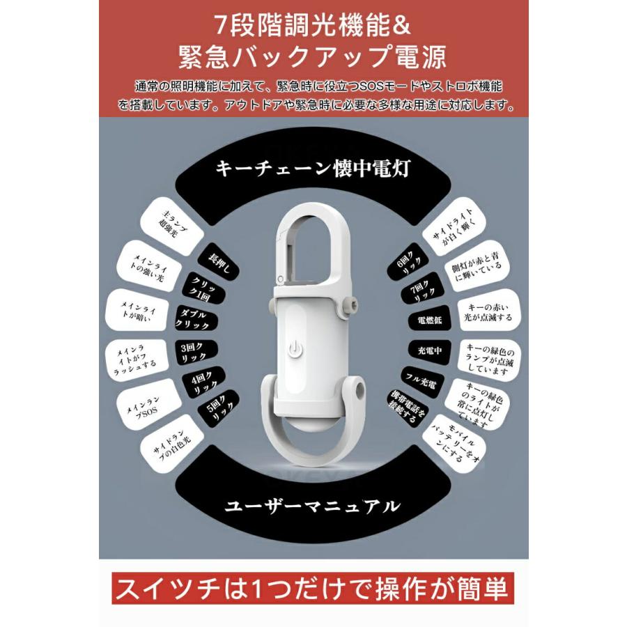 LEDキーチェーンライト キーホルダー型ライト ミニLED懐中電灯 USB充電