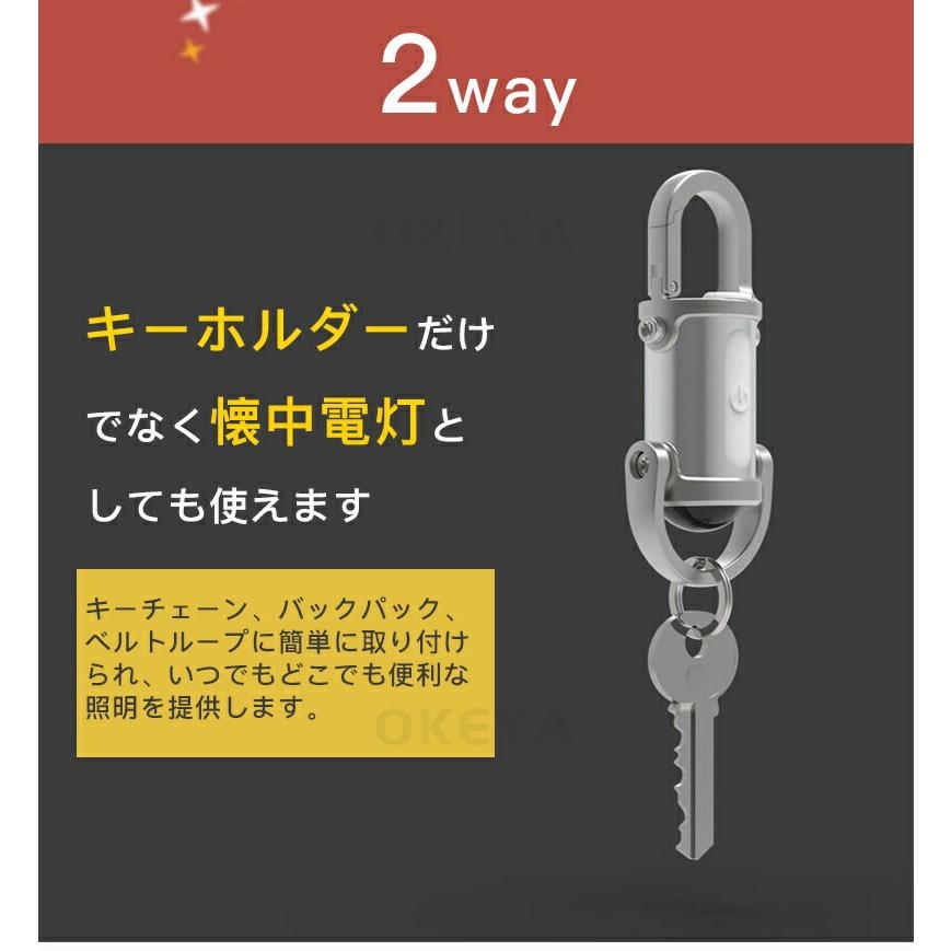 LEDキーチェーンライト キーホルダー型ライト ミニLED懐中電灯 USB充電
