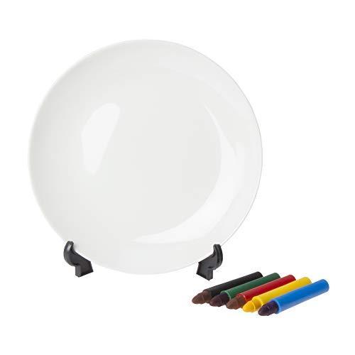 サンアート 「自分で描いて作る食器」 レインボーキット (専用クレヨン付) プレート 中皿 16.3cm 白 SAN1476