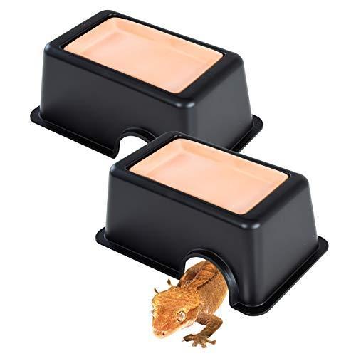 ECONUS 爬虫類 隠れ家 シェルター ハウス 両生類 保湿洞窟 飼育 ペット 陶器皿 ハイドロボックス 2個セット