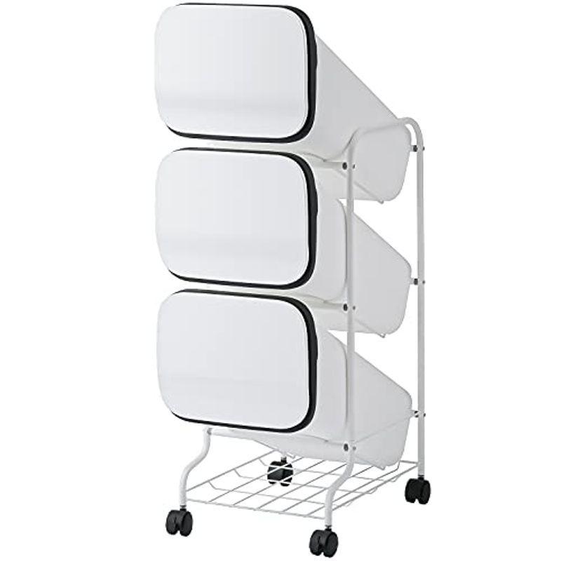 リス 分別 ゴミ箱 smooth スタンドダストボックス 3段 ホワイト 57L (19L×3) 3P