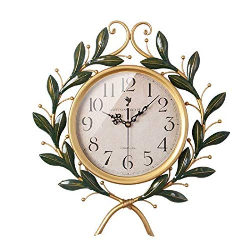 アイアン 掛け時計 オリーブの枝 鉄時計 柱時計 ウォール クロック ナチュラル 時計 静音 無騒音 デザイン 壁飾り 白文字盤 おしゃれ