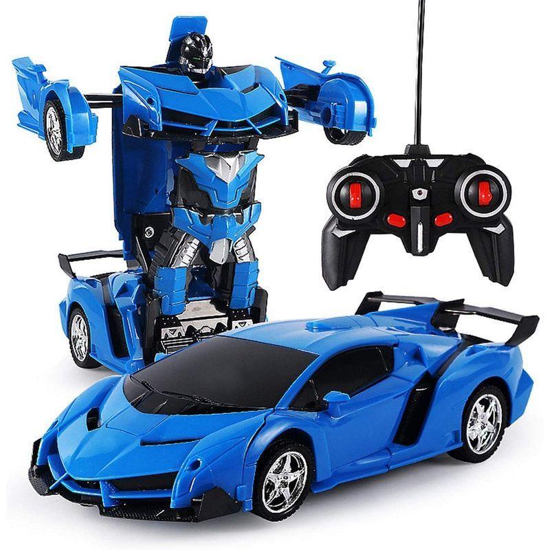 お買い得お買い得多機能 ラジコンカー RCカー 電動RCカー おもちゃの車 ロボットに変換 安定性高い 耐衝撃 子供おもちゃ 贈り物 (青) 自動車 ラジコンカー ハンドジェスチャー 手で動くラジコン おもちゃ