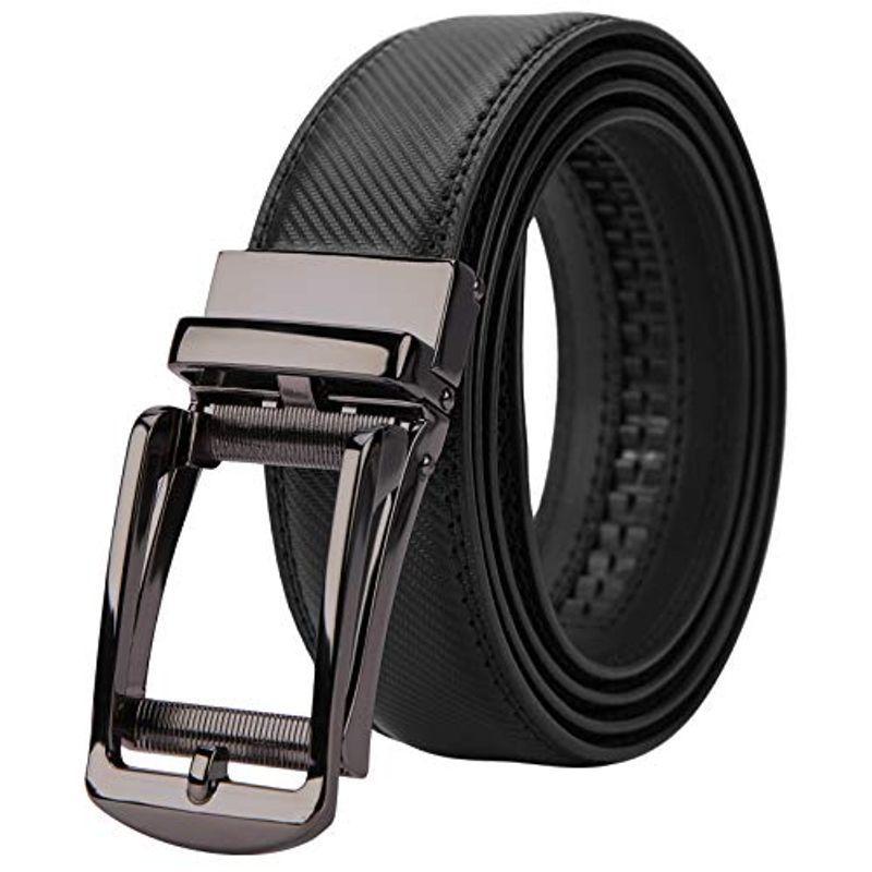 メンズファッション 無地 新色登場 Nubily ベルト メンズ ビジネス カーボンレザー 本革 紳士 オートロック式 カジュアル 大きいサイズ サイズ調整可能 太身 細身 黒 Rjwpbyhguh Malkostau Lt
