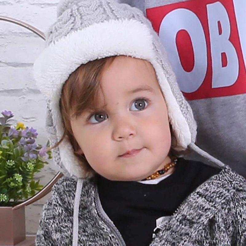 通販激安 厚手 耳あて ハット キッズ ポンポン付き ニットハット ビーニー キャップ 赤ちゃん 帽子 子供 Ami Li 暖かい グレ 手編み 秋冬 ベビー帽子 Www Sustentec Com Br