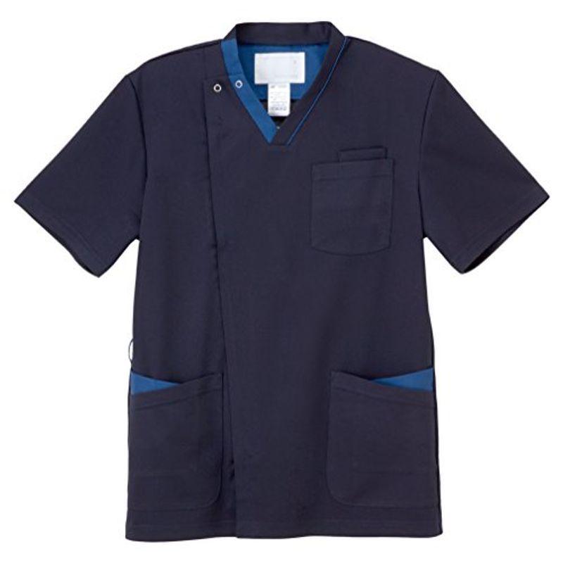 医療向け 男子スクラブ ネイビー+Rブルー サイズ:M RF-5127 ナガイレーベン