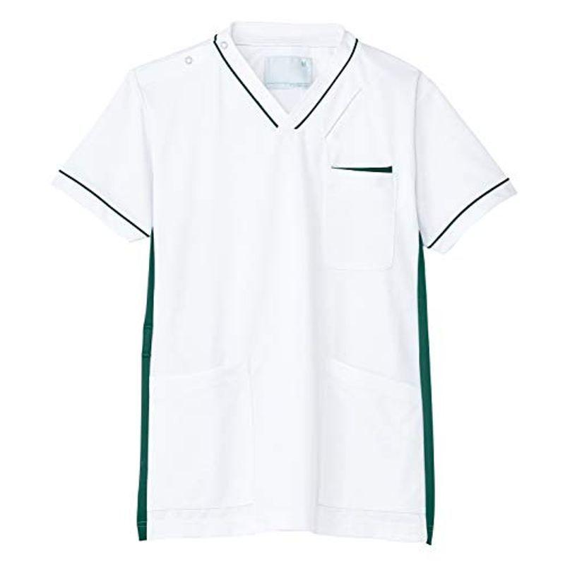 トンボ/KIRAKU スクラブ CM301 L ホワイト×グリーン