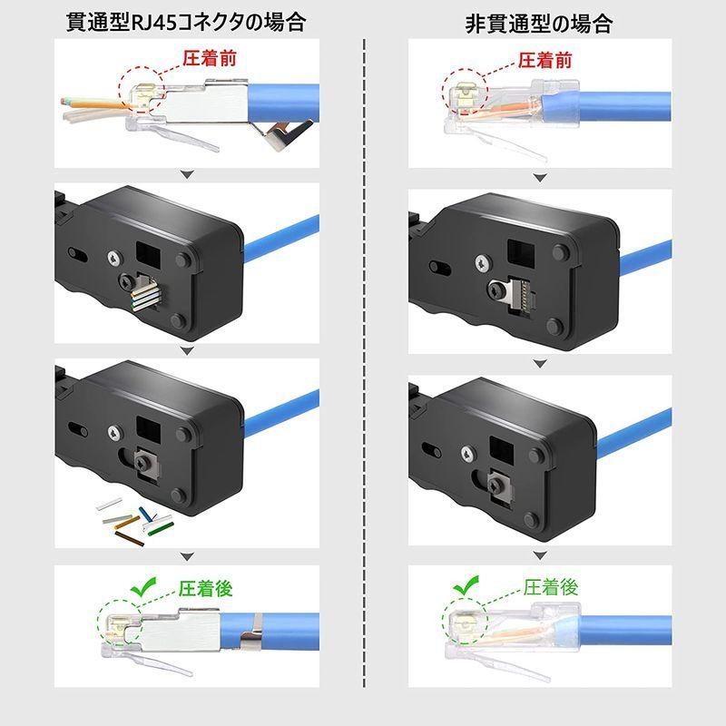 VCELINK GJ671BL RJ45 圧着工具 LANコネクタ かしめペンチ LANケーブル自作 貫通型CAT5/CAT6/CAT7 R｜10001｜05