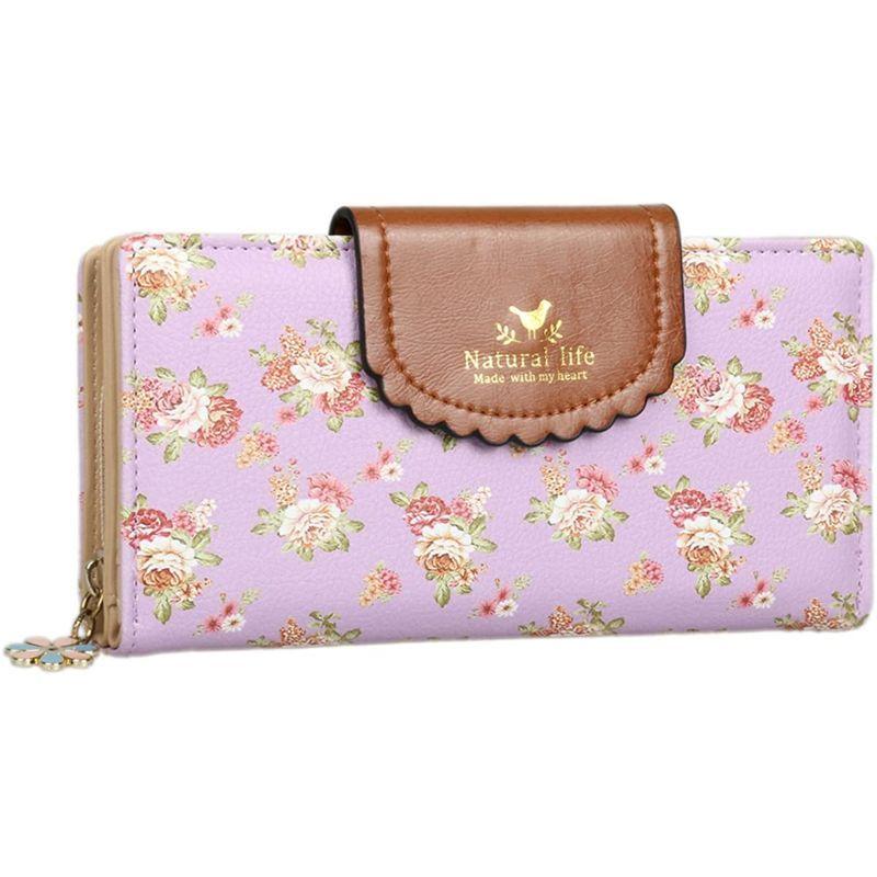 4年保証 レディース Adoptfade 財布 パープル おしゃれ 軽量 小銭入れ カード収納 二つ折り 長財布 小銭入れ コインケース Www Fattoriabacio Com