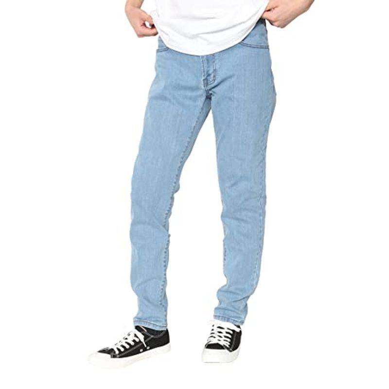 ジーンズ スキニーパンツ 驚くほどフィットする デニム メンズ ストレッチ テーパード ライトブルー S 超お買い得