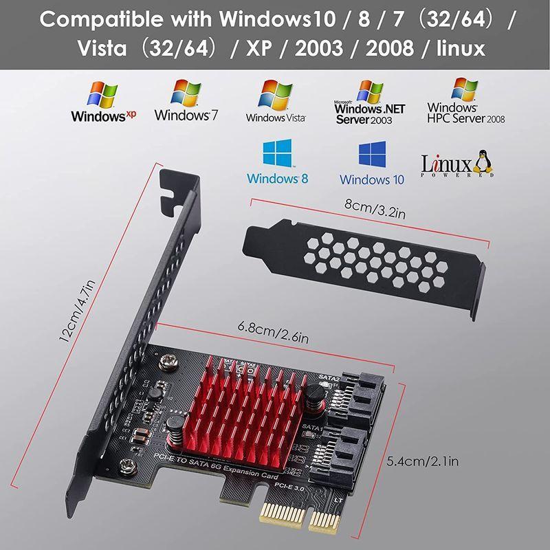 MZHOU 2 SATA拡張カード、PCI-E 3.0 GEN3 JMICRON + JMB582チップ、ロープロファイルブラケット付き6ギ｜10001｜03
