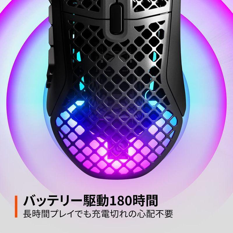 SteelSeries ゲーミングマウス 無線 ワイヤレス Aerox 9 Wireless 超軽量 18ボタン 高速反応 防滴防塵 IP5｜10001｜05