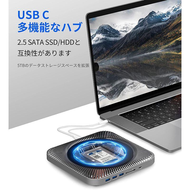 お値段 GIISSMO Mac Mini 用 USB Type C ハブ 2.5インチ SATA接続 HDD/SSD ケース 7-in-1ドッキング