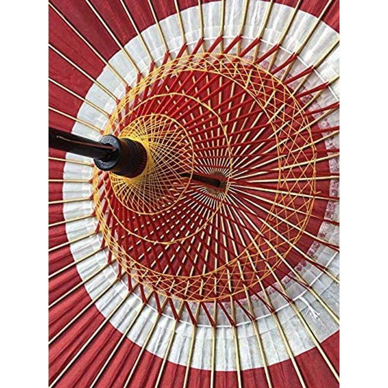 山本竹細工屋 (YAMAMOTOTAKIZAYIKUYA) 和傘 番傘 蛇の目傘 雨傘 二段式2段階 (蛇の目柄・赤色)｜10001｜08