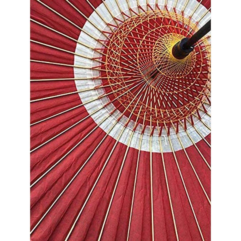 山本竹細工屋 (YAMAMOTOTAKIZAYIKUYA) 和傘 番傘 蛇の目傘 雨傘 二段式2段階 (蛇の目柄・赤色)｜10001｜09