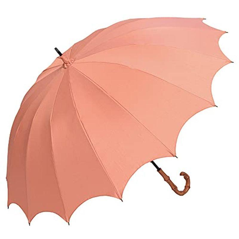雨傘 16本骨 長傘 アンブレラ 深張り 濡れにくい 軽量 パイピング (ハイカット・オレンジ)