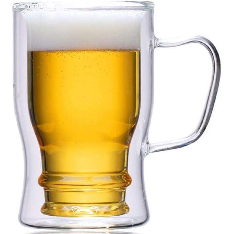 morningplace ダブルウォール グラス ビール ジョッキ タンブラー 二重構造 耐熱 保冷 350ml (550ml)｜10001｜02