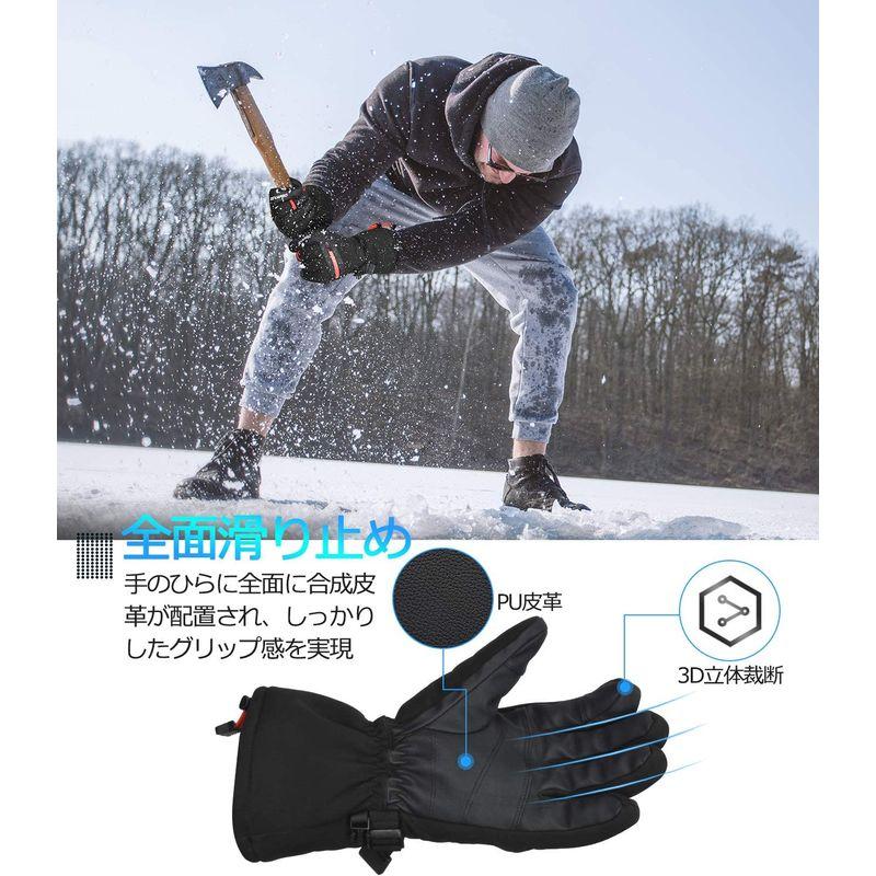 Cevapro スキーグローブ スノボー グローブ スキー手袋 3Mシンサレート -34℃使用可 防水 防寒手袋 メンズ レディース スマホ｜10001｜03