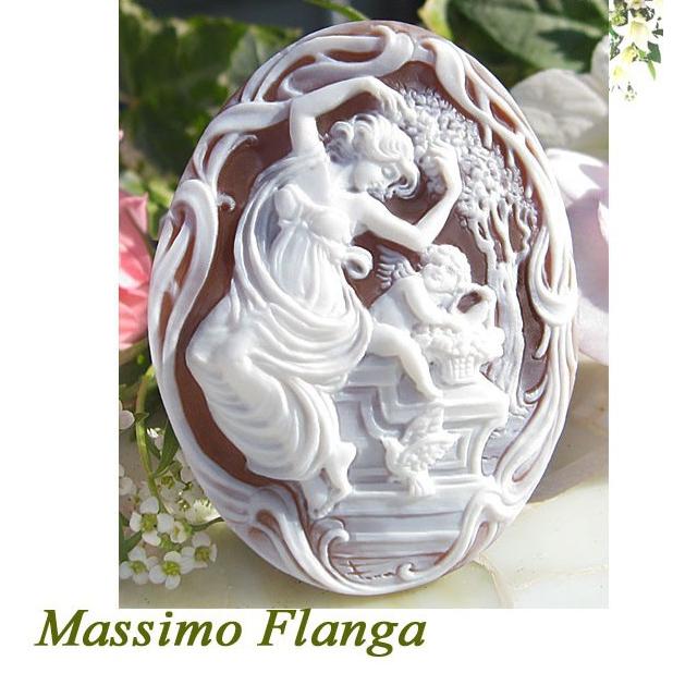 天使　シェル　カメオ　ルース CAMEO（カメオ） Massimo Flanga作 シェルカメオ/ルース【天使と少女