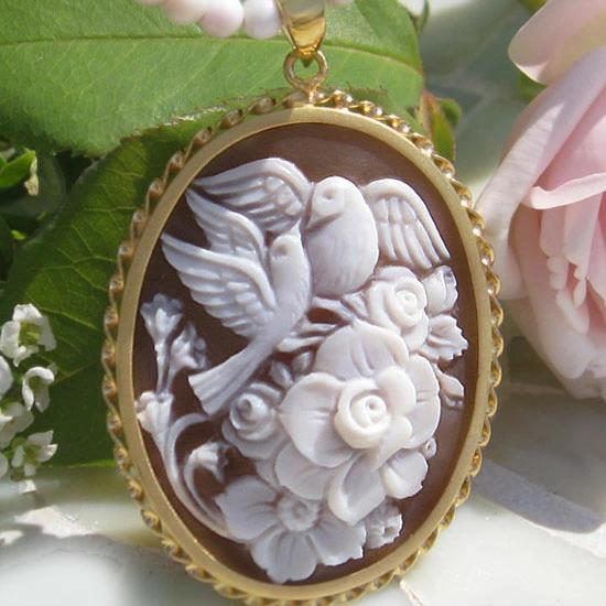 K18 シェルカメオ フラワーモチーフ ブローチ ペンダントトップ イタリア製