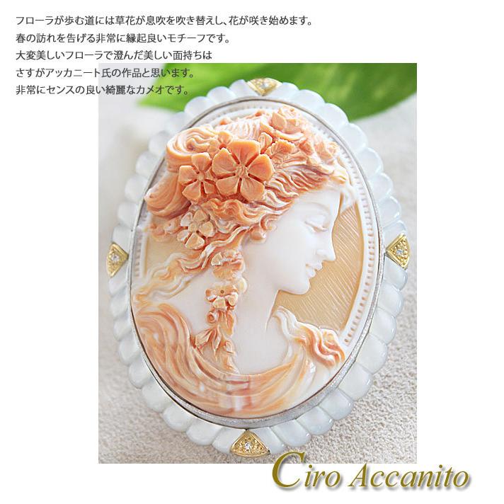 CAMEO（カメオ） 希少作品 Ciro Accanito作 コルネリアン シェルカメオ