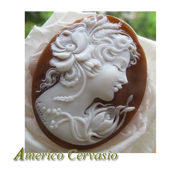 CAMEO Americo Cervasio作 シェルカメオ/ルース【可憐な少女 CAMEO Americo Cervasio作 シェルカメオ/ルース【可憐な少女