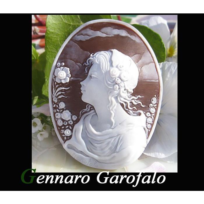 CAMEO Gennaro Garofalo作 シェルカメオ ルース 【薔薇と風景と CAMEO Gennaro Garofalo作 シェルカメオ ルース 【薔薇と風景と