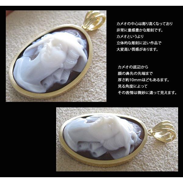 CAMEO Pasquare Esposito作 シェルカメオ K18ペンダント トップ 