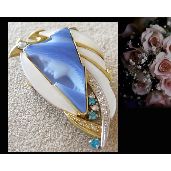 K18 E.Pauly シェルラウンド メノウ カメオトップ