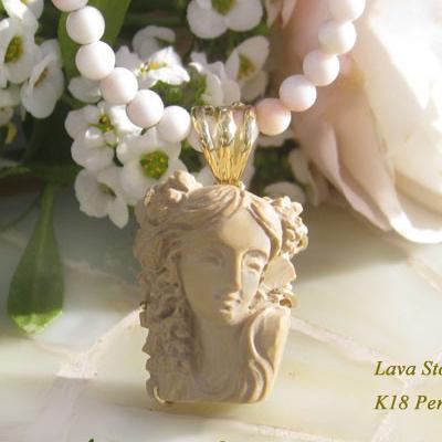 K18 オニキス ストーンカメオ 犬モチーフ ペンダントトップ