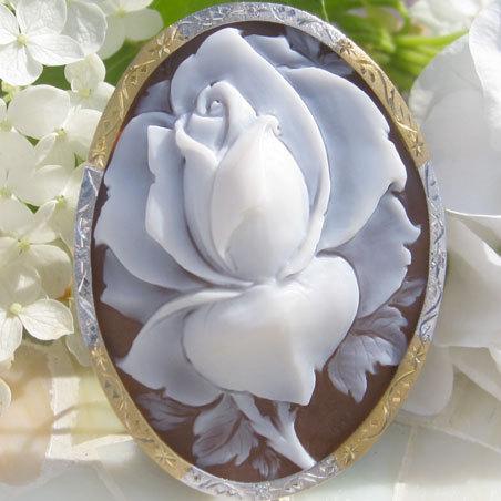 CAMEO Luciano Giannini作 シェルカメオ 天然ダイヤモンド0.04ct K18 