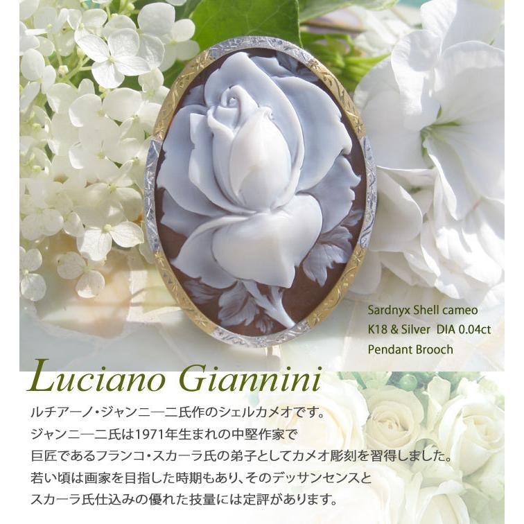 CAMEO Luciano Giannini作 シェルカメオ 天然ダイヤモンド0.04ct K18  