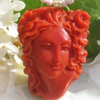 CAMEO Antonio Guarracino作 天然赤珊瑚 カメオ K18 SILVER CAMEO Antonio Guarracino作 天然赤珊瑚 カメオ K18 SILVER