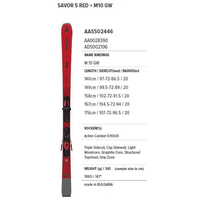 RIN⭐️ATOMIC◇SAVOR 5◇176cm◇アトミック◇セイバー5◇ Amazon | ATOMIC スキーセット 20-21 SAVOR 5 RED M10 GW 金具付き