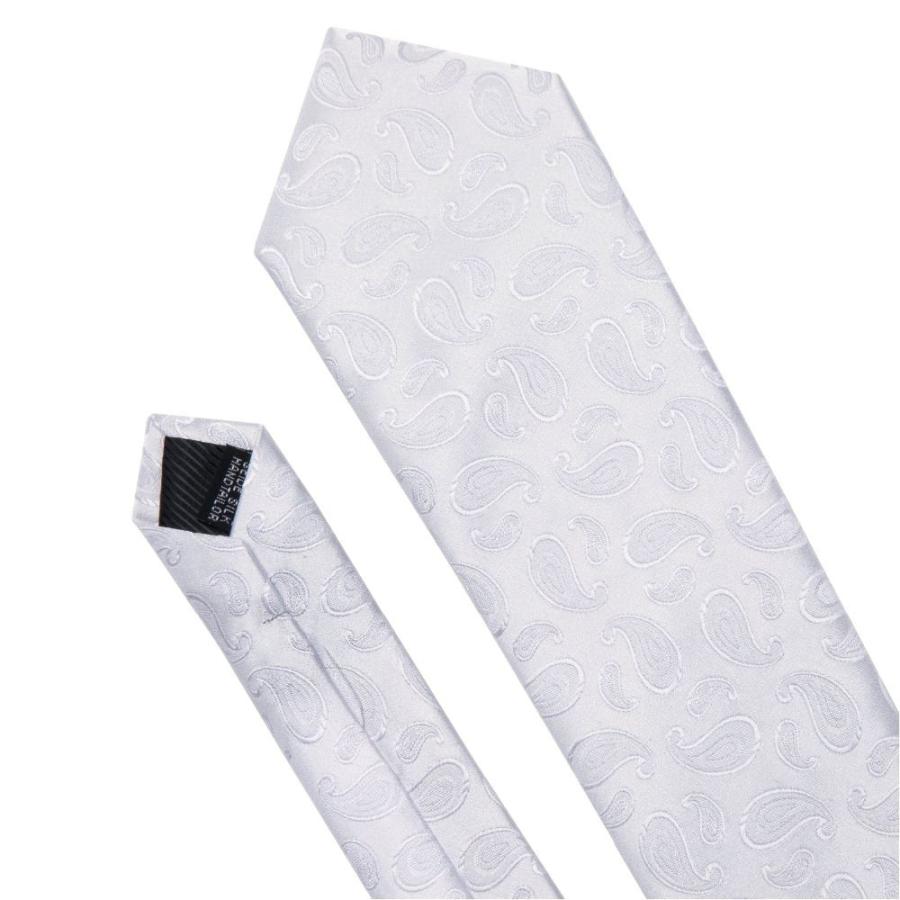 ネクタイ チーフ タイピン カフス 4点 セット メンズ おしゃれ フォーマル プレゼント ホワイト 小柄ペイズリー(メール便 送料無料) | ブランド登録なし | 04