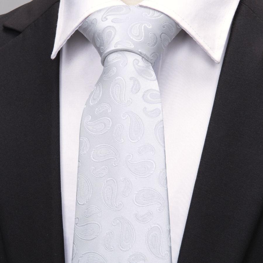 ネクタイ チーフ タイピン カフス 4点 セット メンズ おしゃれ フォーマル プレゼント ホワイト 小柄ペイズリー(メール便 送料無料) | ブランド登録なし | 05