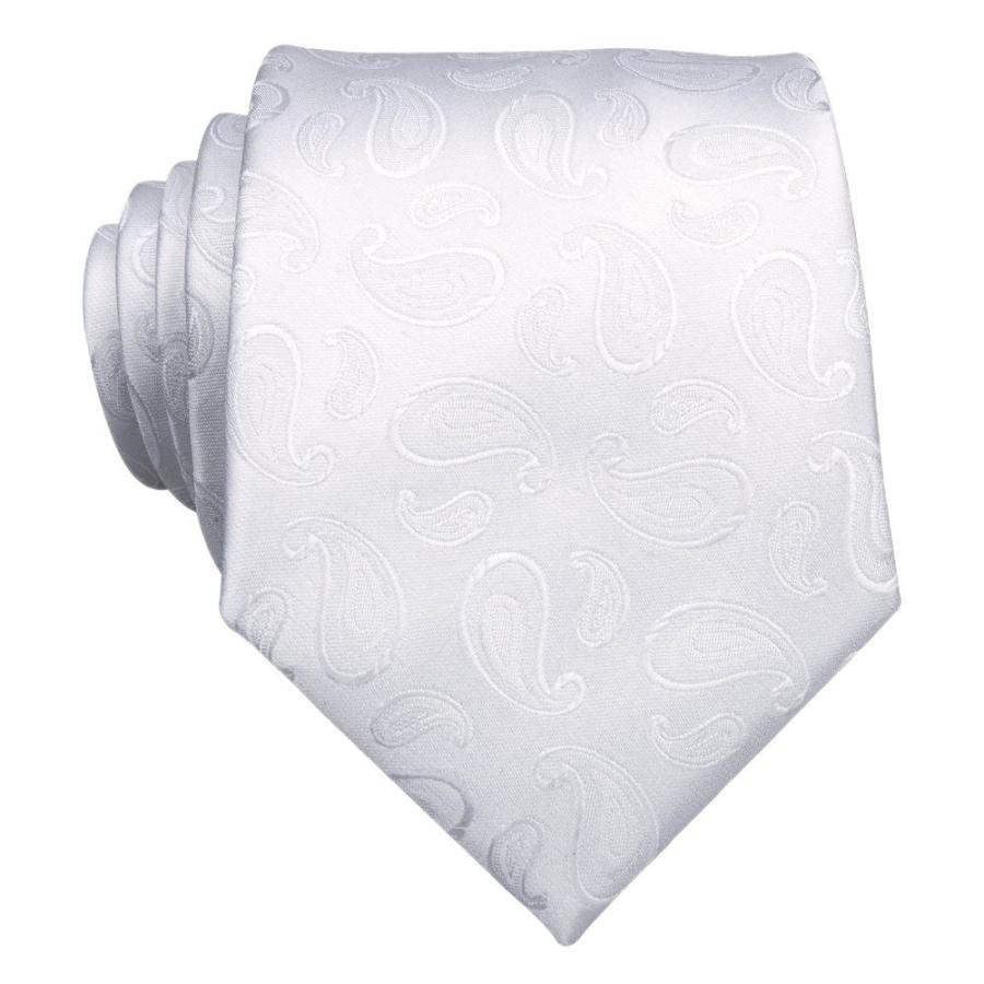 ネクタイ チーフ タイピン カフス 4点 セット メンズ おしゃれ フォーマル プレゼント ホワイト 小柄ペイズリー(メール便 送料無料) | ブランド登録なし | 06