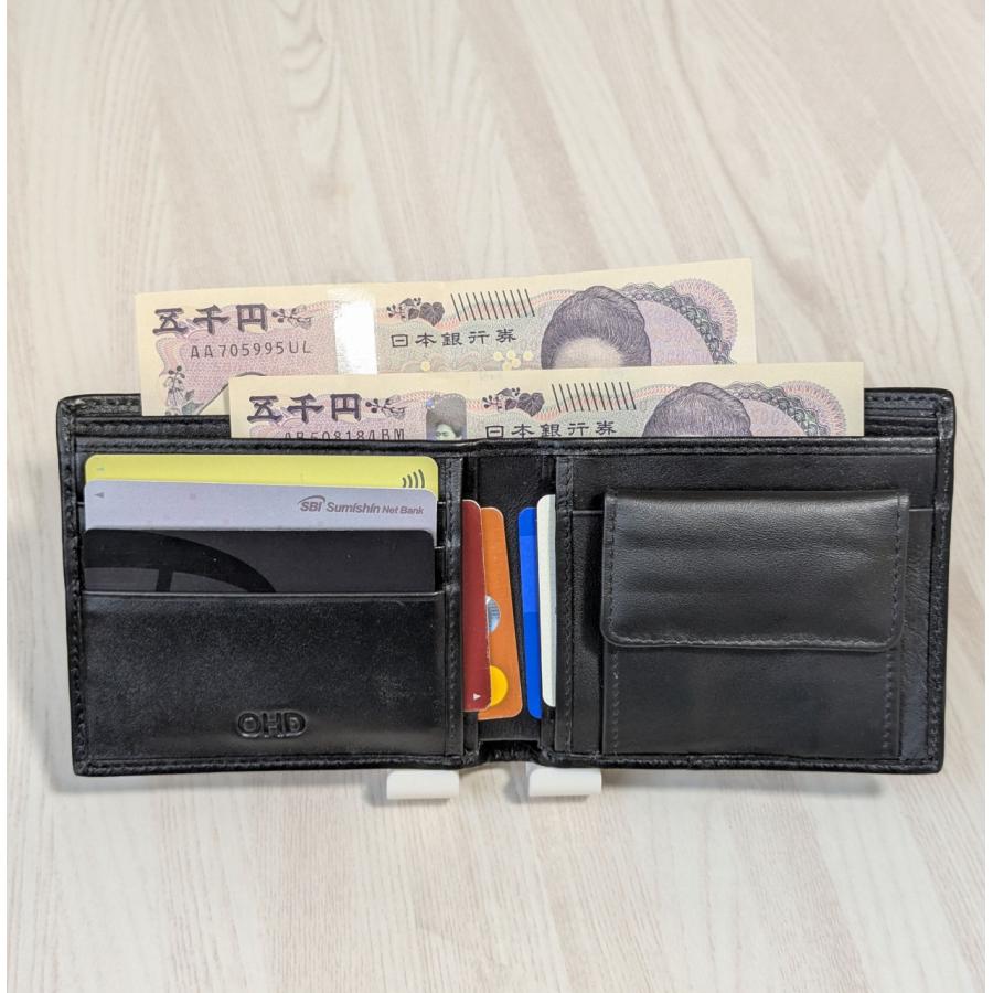 【メール便】エイ 革 財布 二つ折り ガルーシャ 本革 レザー 小銭入れ付き ウォレット メンズ レディース 兼用 スティングレイ黒 ブラック 送料無料 | ブランド登録なし | 05