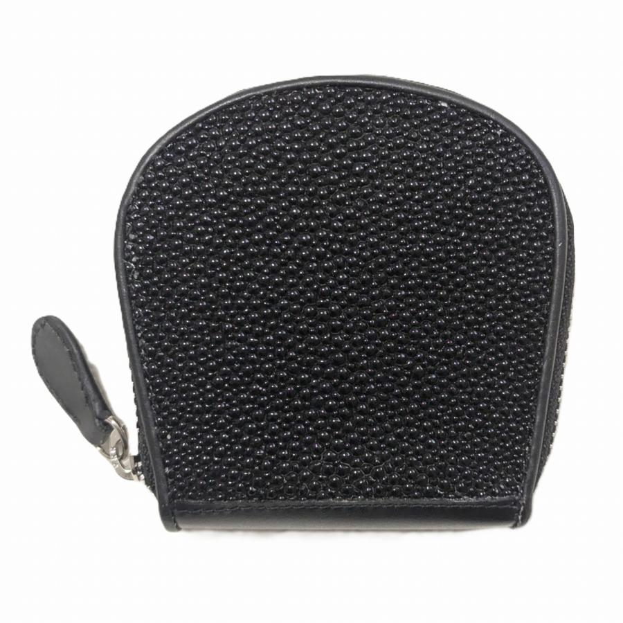 【メール便発送】エイ 革 コインケース 小銭入れ ガルーシャ 本革 フルブラック ウォレット メンズ レディース 兼用 スティングレイ 送料無料 | ブランド登録なし | 02