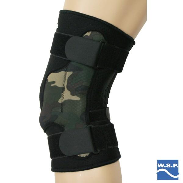 ウォータースポーツ専用W.S.P. GR9 GRN.CAMO（グリーンカモ）有穴ウェット素材の膝サポーター膝の両側にヒンジが入り、膝をサポート |  | 01
