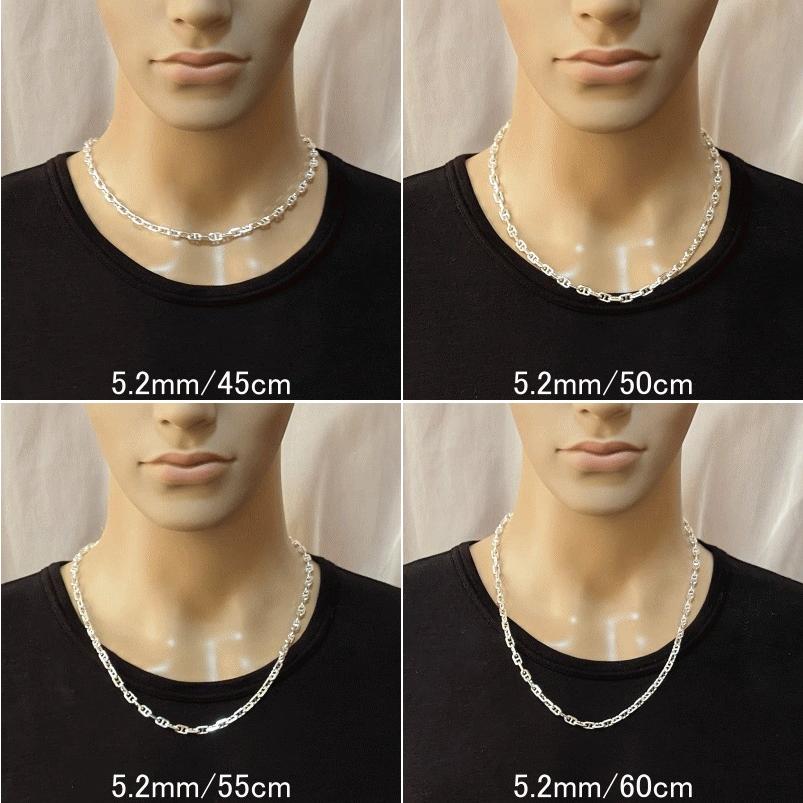 チェーン ネックレス メンズ シルバー925 極太 5.2mm 55cm アンカー