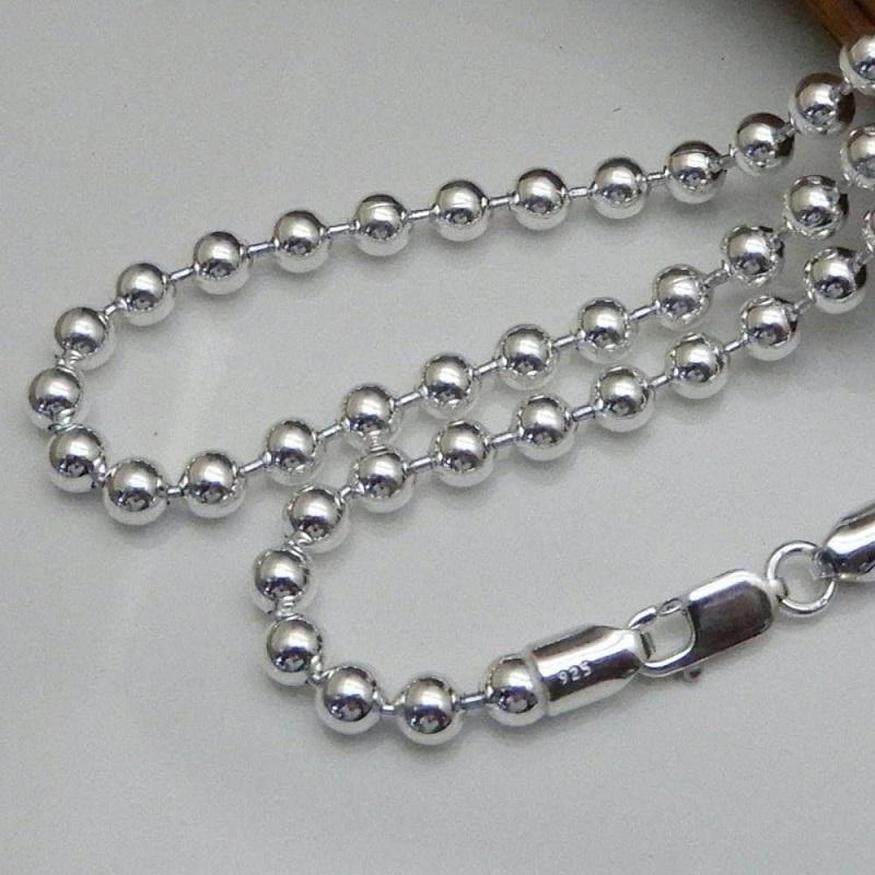 存在感有 ネックレス メンズ シルバー925 ボールチェーン 45cm 4.5mm シルバーネックレス メンズ シルバーチェーン ボールネックレス シルバーチェーンの画像
