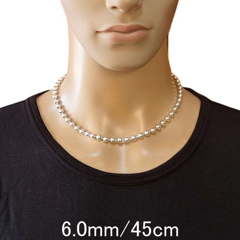 ネックレス メンズ シルバー925 ボールチェーン 45cm 6mm ネックレス メンズ シルバー925 ボールチェーン 45cm 6mm
