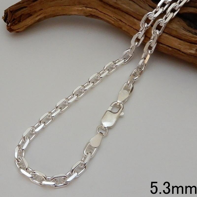 極太silverあずきネックレス 太い ネックレス メンズ シルバー925 あずきチェーン 50cm5.3mm