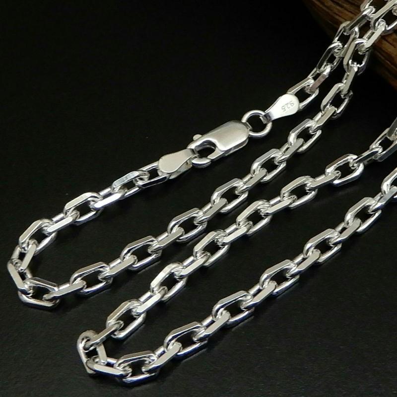 シルバー925/あずき型ネックレス/60cm//14.1g/幅4mm /新品 ネックレス メンズ シルバー925 チェーン あずき 4.1mm 60cm シルバー