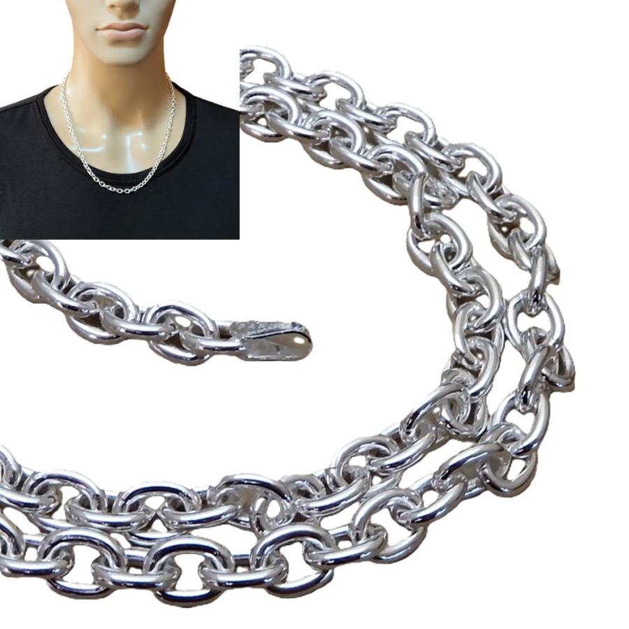 チェーン ネックレス メンズ シルバー925 5.3mm 60cm 太い あずき