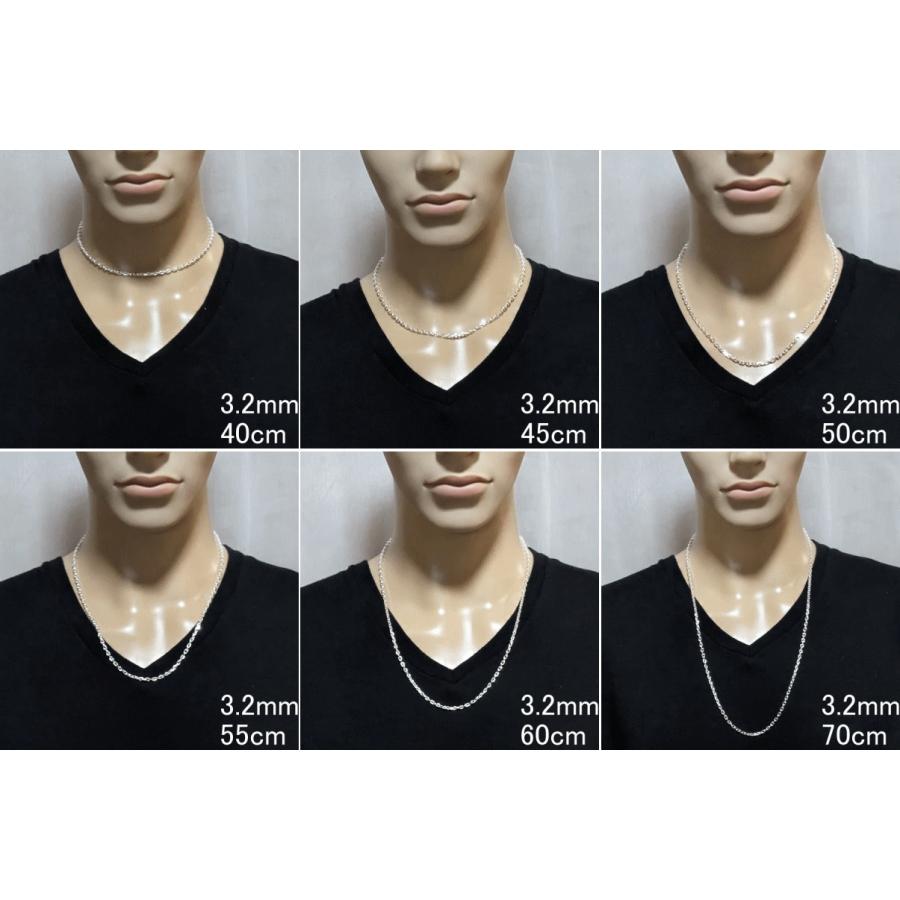 ネックレス メンズ シルバー925 チェーン あずき 3.2mm 40cm シルバー