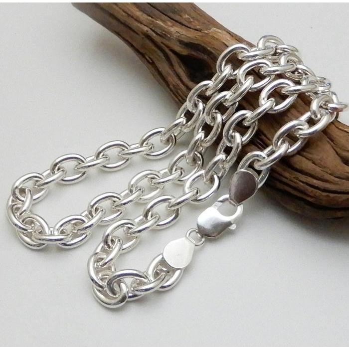 超極太 存在感抜群 9.1mm 45cm 約79g あずきチェーン シルバーチェーン